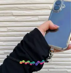 ハンドメイドお花のスマホストラップ（パッチ付）
