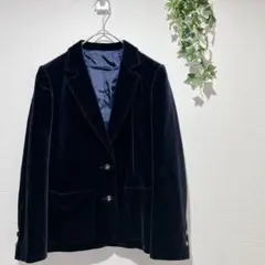 【ダナパリ】ネイビー ベロア テーラードジャケット　サイズ9 日本製