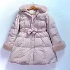 極美品 メゾピアノ ダウンコート 刺繍 5way フード ファー ピンク 140