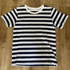 無印良品 ネイビーと白のボーダー Tシャツ 140