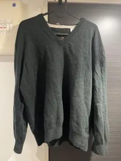 80s 90s orvis　Ｖネック　ニット　深緑　モーリシャス製　古着のサムネイル