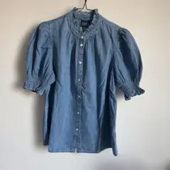 【新品未使用】GAP デニム パフスリーブ ブラウス 半袖