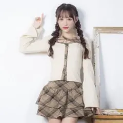 evelyn チェックカットセットアップ ベージュ