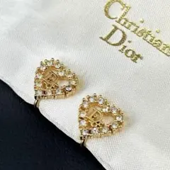 【極美品】【クリスチャンディオール】イヤリング ハート Dior ロゴ ストーン