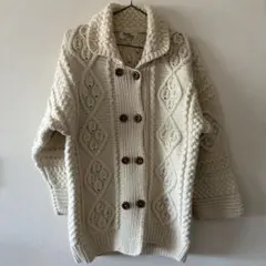 フィッシャーマン ウール100 カーディガン アランニット Ｌサイズ　OLD