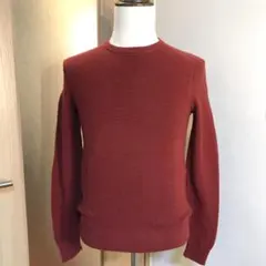 メンズ【美品 バナナリパブリック】クルーネック ロンT 赤 S ニットソー リブ