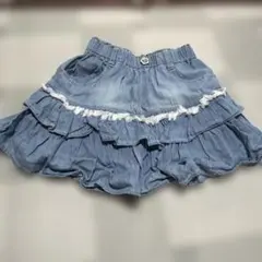 デニムブルー フリル付きスカート