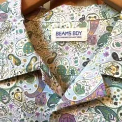 BEAMS BOY ペイズリー柄 半袖シャツワンピース　ブルー地コットン100%のサムネイル