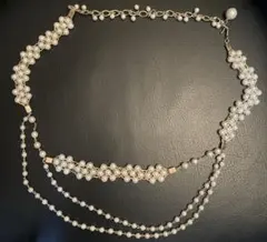 チェーンベルト　パール　ゴールド