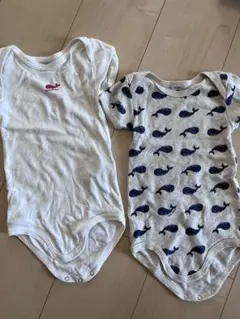 プチバトー　クジラ柄ベビー肌着2点セット