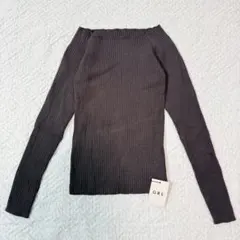 GRL 新品タグ付き リブニットS 長袖 スクエアネック ブラウン タグ付き