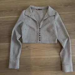 ZARA クロップドジャケット 千鳥格子柄 M