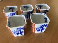 向日窯 河合卯之助 千代結赤絵 湯呑み茶碗 5客セット ヴィンテージ