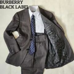 美品バーバリー ブラックレーベル スーツ 40R チャコールグレー 総裏(ロゴ)
