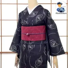黒赤 サッシュベルト W65〜95cm 帯ベルト 着物リメイク J80411 - メルカリ