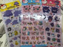 【日本未発売韓国限定】 ポケモン 5サイズステッカー ぷっくりシール 3枚セット