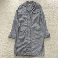 POOL いろいろの服　アトリエシャツワンピース　ブルーストライプ　リネン