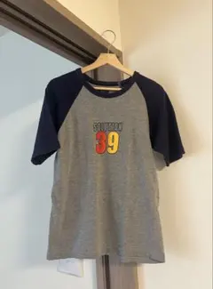 ナンバーTシャツ グレー ネイビー　古着のサムネイル