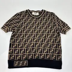 極美品】フェンディ FFモノグラム ポロシャツ ニット ブラック [40 