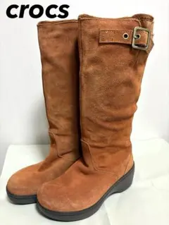 crocs クロックス　スエード ロングブーツ ブラウン