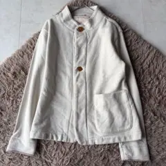 上質✨パラスパレス 木釦 厚手コットン スタンドカラージャケット 2 生成りのサムネイル
