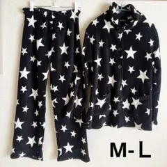 超美品★ BASICALLY 星柄 フリースルームウェア上下セット 【M-Ｌ】
