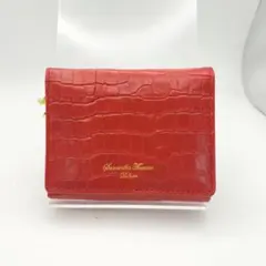 未使用　サマンサタバサデラックス　折財布　財布　クロコ型押し　レッド