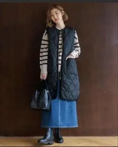 美品】2024AW 23区 中綿 ショートパディング ベスト 38 ベージュ