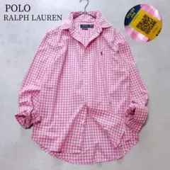 ラルフローレン✨️オックスフォードシャツ ギンガムチェック ポニー刺繍 QRタグ