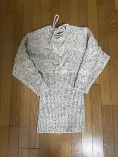 ケーブルドルマンニットミニワンピース