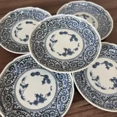 三洋陶器 龍峰窯 絵変わり 古伊万里 中皿揃 5枚セット 染付色絵 取り皿