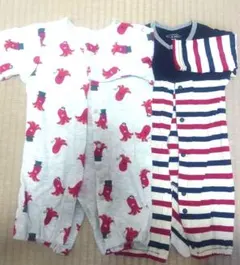 ストライプ、柄ロンパース 60cm