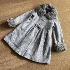 メゾピアノ 140 総レース コート 水色 ファー リボン 女の子