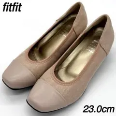 fitfit 23cm レザー ラウンドトゥ ウェッジソール シンプル ピンク