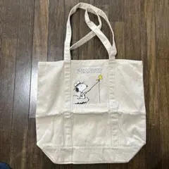 スヌーピー PEANUTS トートバッグ ベージュ マルチプレート付き