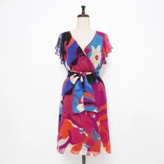 美品 tibi 総柄カシュクールワンピース マルチカラー サイズ2*KD890のサムネイル