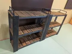インダストリアルウッドラックシェルフ