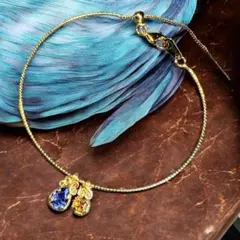 天然石　タンザナイト＆スフェーン　ワイヤーバングルブレスレット　14kgf