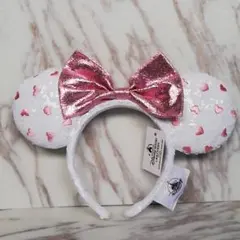 G ディズニー　カチューシャ　スパンコール　ハート　ピンク　ミニー　　白