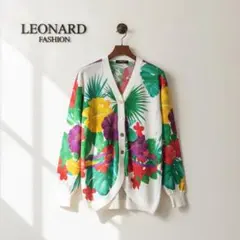 【美品】レオナール LEONARD トロピカルカーディガン コットン 金ボタン①のサムネイル