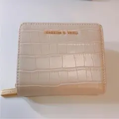 二つ折り財布 格子柄 ラウンドファスナー