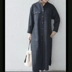 美品SHIPS any シップス エニィ　チェック柄 長袖シャツワンピース