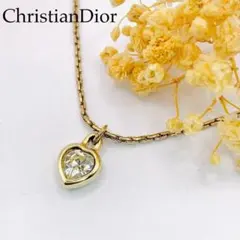 ChristianDior ハート型 ネックレス ゴールド 刻印 ラインストーン