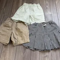 petit main ジーユーギンガムチェック ハーフパンツセット120