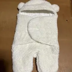 クマ耳付きフリースおくるみ