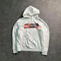 6AS2【BILLABONG】フロントロゴプリント　パーカー　白　古着