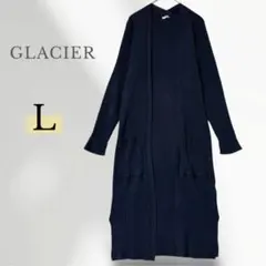 GLACIER 長袖 ロングカーディガン L ニット 羽織り 紺色