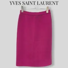 美品 YVES SAINT LAURENT ウールニットスカート ピンク 9号のサムネイル