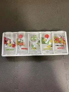 未使用 ディズニー キャラクターグラス 5個セット 箱付 レトロ