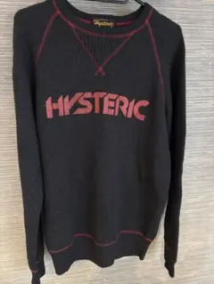 Hysteric ロゴ入りニットセーター 黒/赤のサムネイル